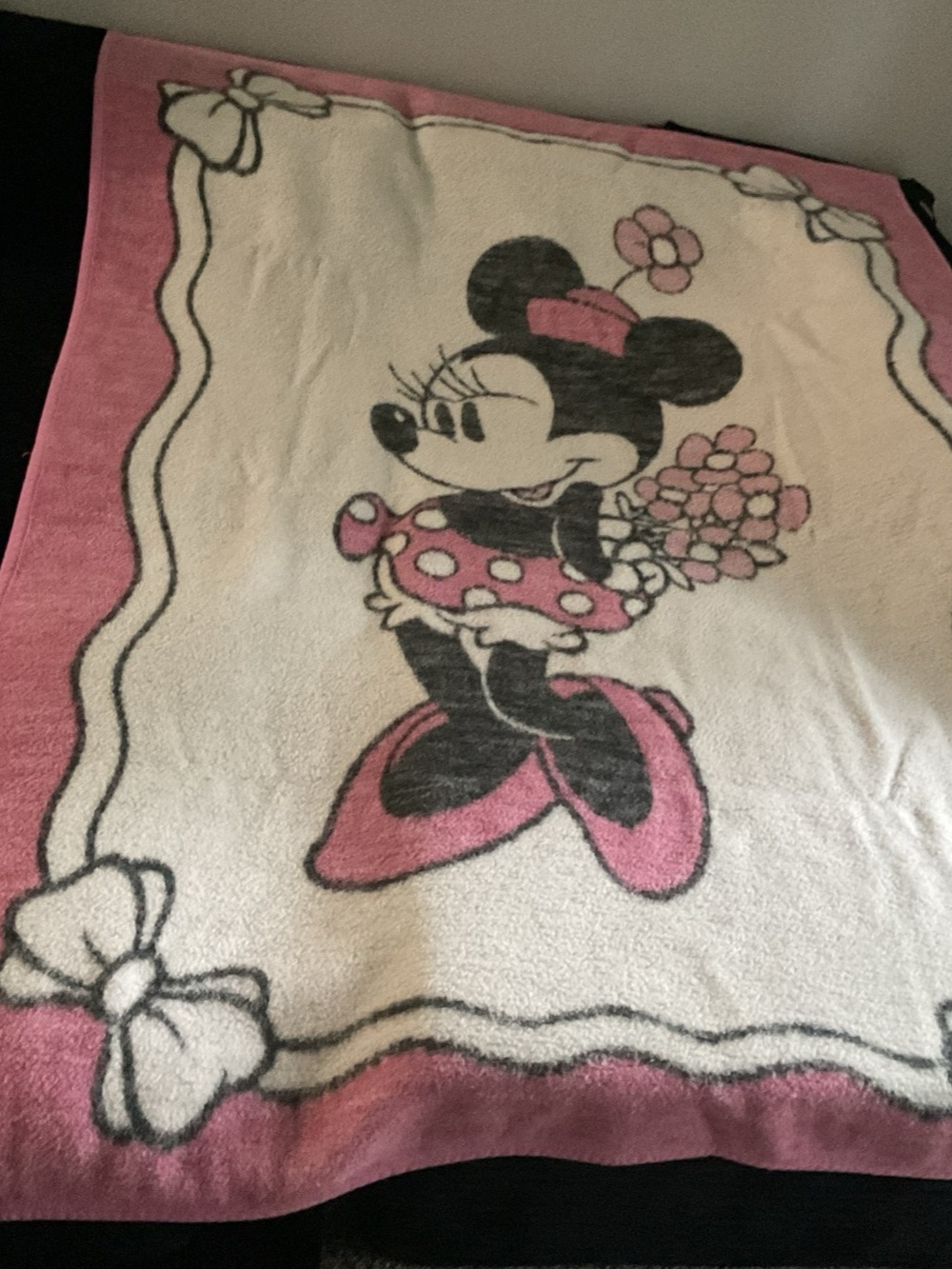 Vintage Biederlack Blanket Disney Minnie Mouse Pink Fleece Throw 54”x75”